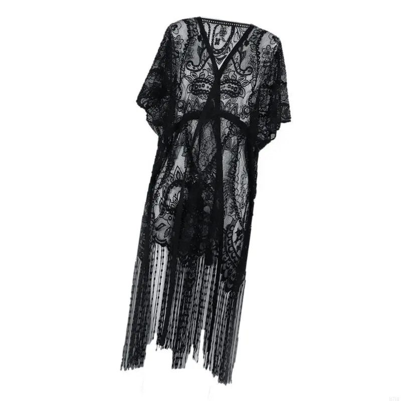 Fringed Swimwear Coverup Dress Casual Beach Holiday Outfit Cardigan Solid