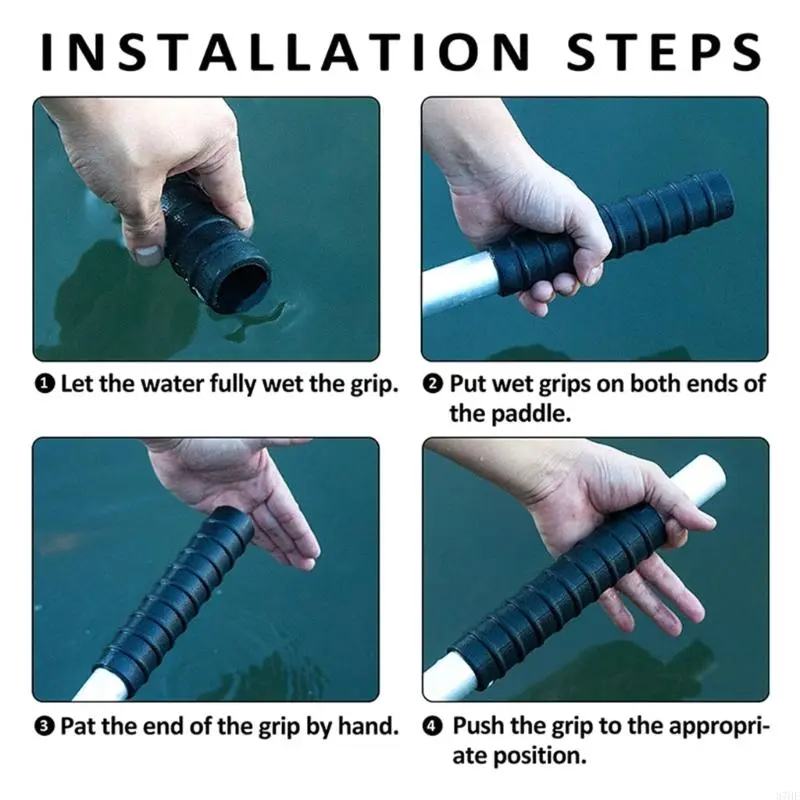 2Pcs Rubber Boats Paddle Grip Nonslip Canoes Hand Protector Easy to Install