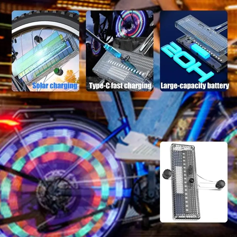 Multicolor LED Bike Spokes Light Solar Charging Sensors Bicycles Wheel Lamp for Outdoor Activity