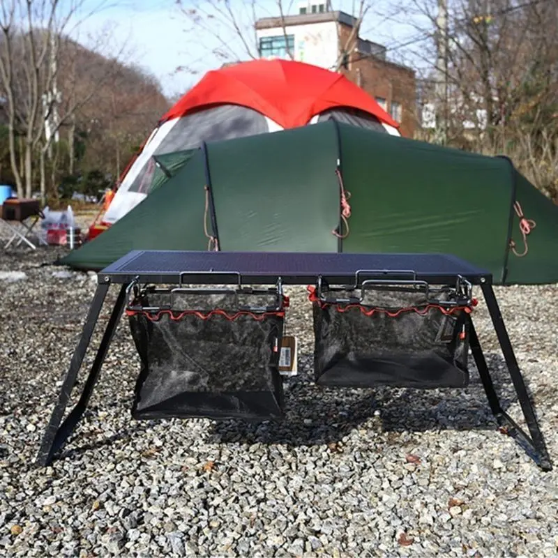 Folding Table Storage Net Trash Bag Holder with Meshes Camping Accessory Enduring