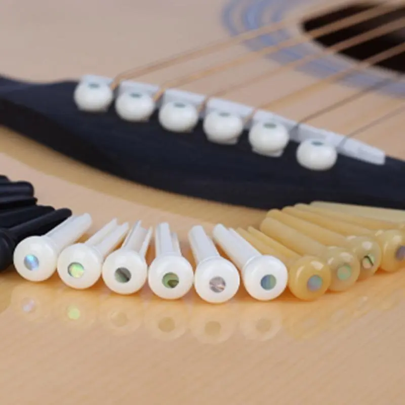 1/6Pcs Guitar Bridge Saddles Nut Acoustic Guitar Strings Pegs Replacement Guitar Bridge Pin for Acoustic Folk Guitar