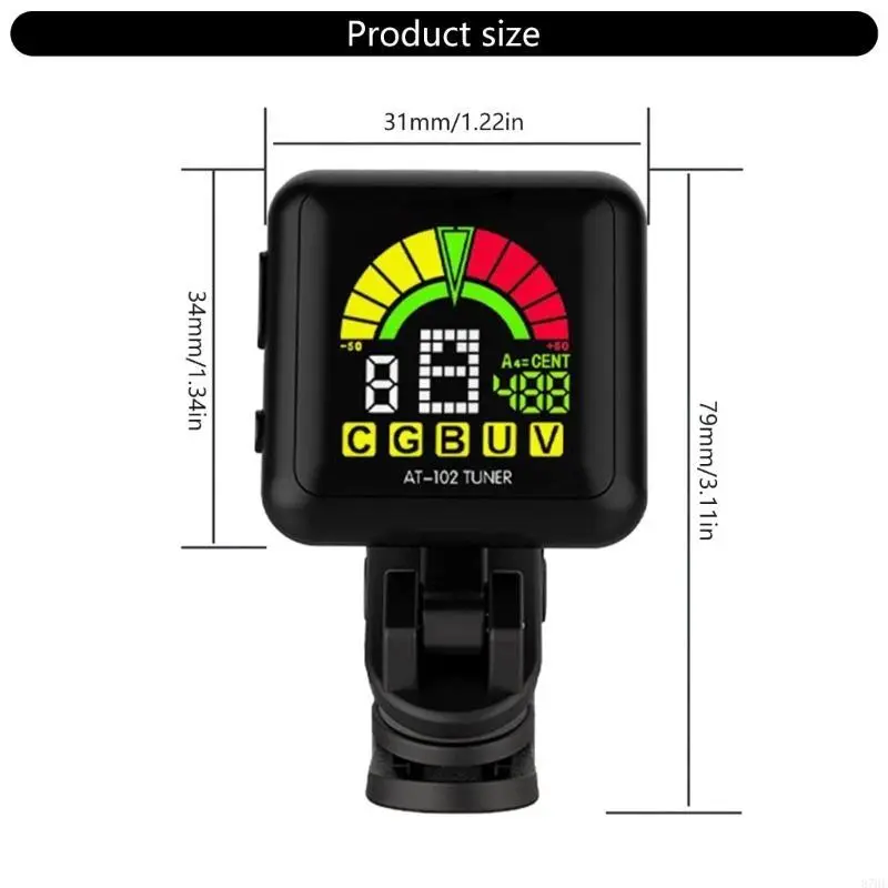Rechargeable Clip On Electric Guitar Tuner for Guitar, Ukulele, Violin, Banjos