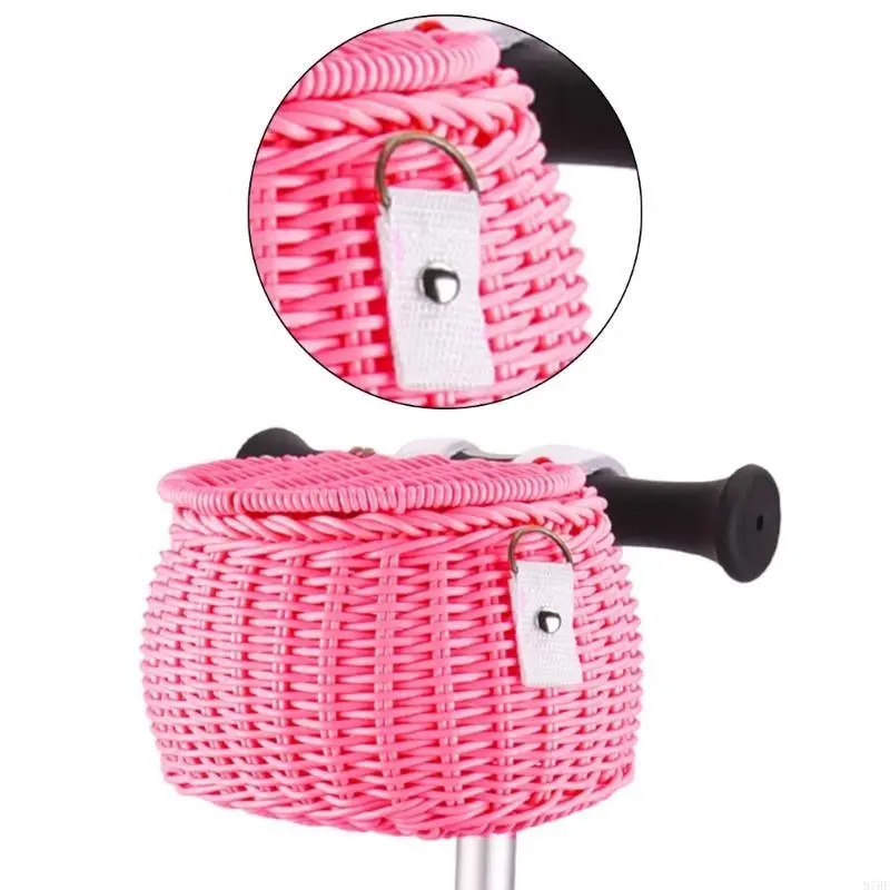 Childrens Bicycles Basket Waterproofs Plastic Wovens Bikes Basket for Boy Girl