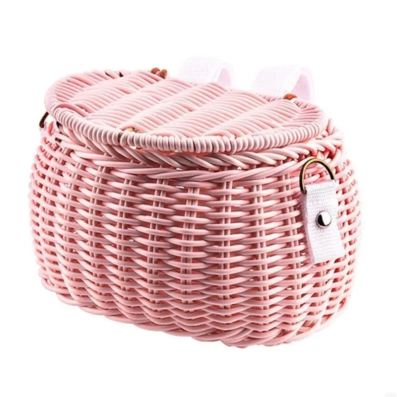 Childrens Bicycles Basket Waterproofs Plastic Wovens Bikes Basket for Boy Girl