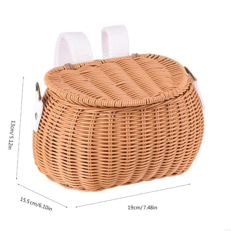 Childrens Bicycles Basket Waterproofs Plastic Wovens Bikes Basket for Boy Girl