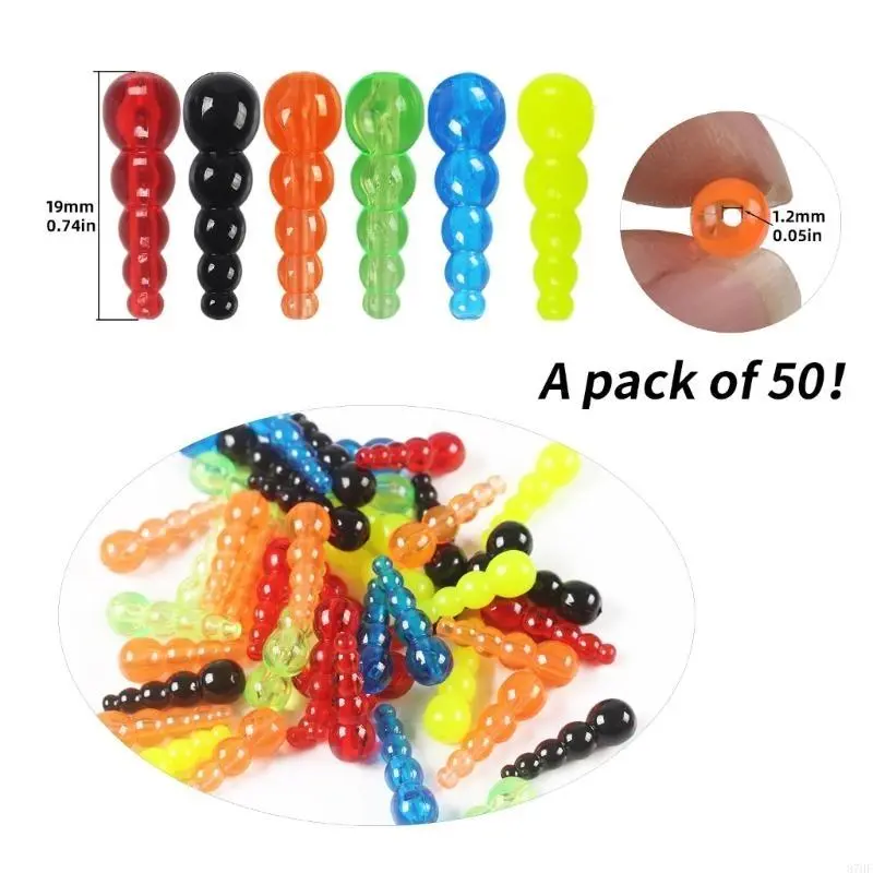 50pcs Fishing Beads Lures Tackle Stacked Fishing Beads Spinner Rig Lures Making Supply 19mm Spinner Making Accessories