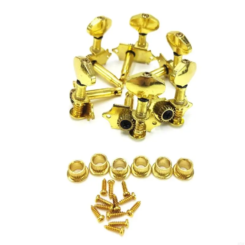 Pack of 6 Open Back Guitar Machine Heads for Enhanced Sound Quality and Resonance on Acoustic and Electric Guitars