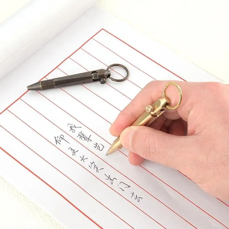 Quick Drying 0.5mm Journal Pen Straight Liquid Gel Pen Brass Writing Pen