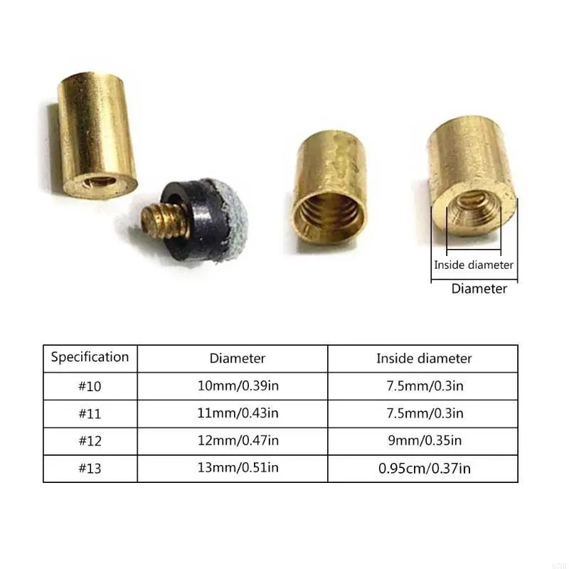 10Pcs Cue Tips with Cue Ferrules Billiard Cue Pool Tip Replacement