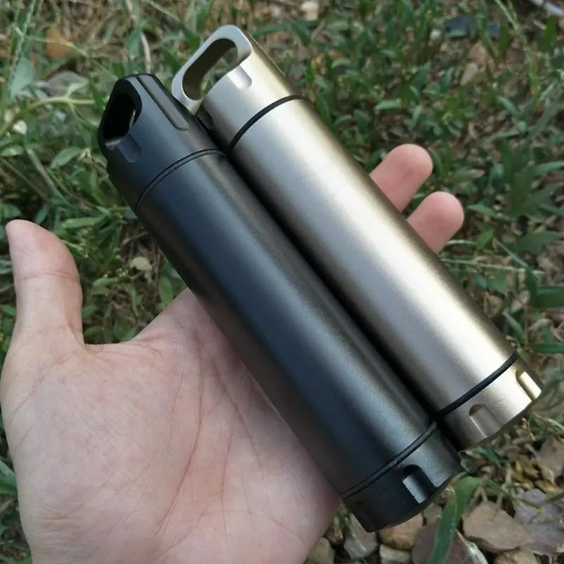 Aluminum Alloys Outdoor Waterproof Capsule Double Ended Opening Container for Camping and Hiking Adventures