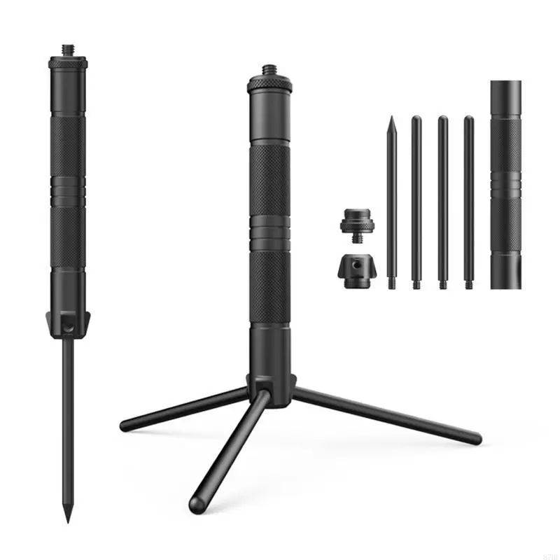 Adjustable Tripod Portable Outdoor Light Stand with Stakes Camera Tripod Bracket