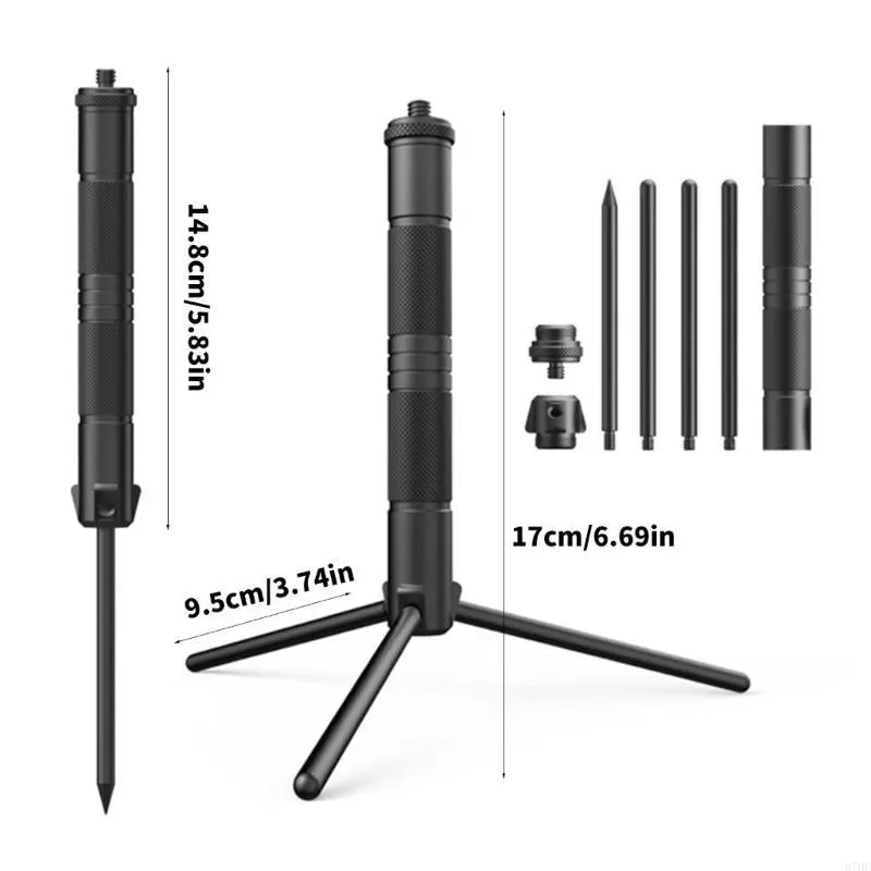 Adjustable Tripod Portable Outdoor Light Stand with Stakes Camera Tripod Bracket