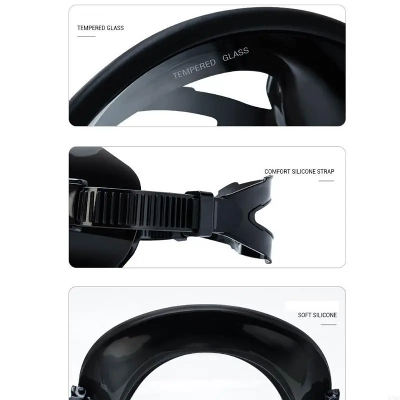 Retro Panoramic Full Wide View Tempered Glass Len Snorkel Diving Mask