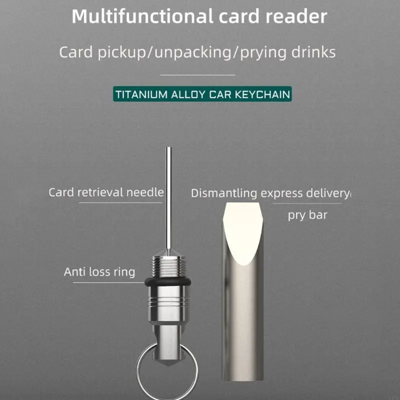 Small Metal Alloy Card Removal Needle Needle Opener With Keyring Outdoor Tool