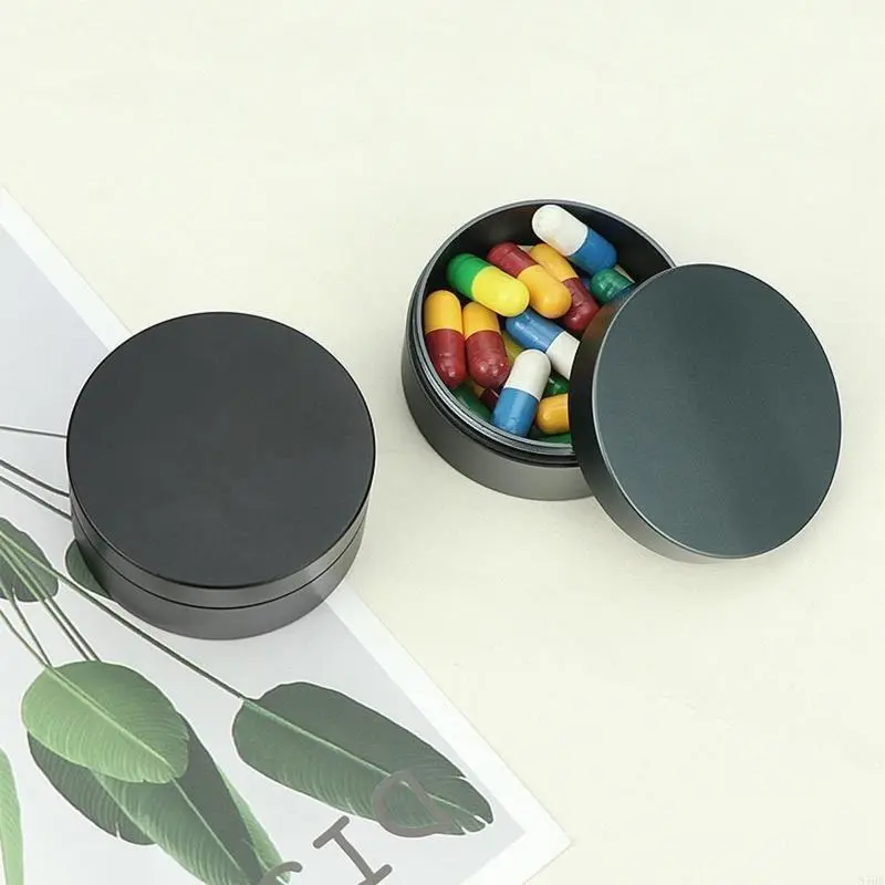 Aluminum Alloy Sealing Bottle Waterproof Round for Pill Box Portable Bo