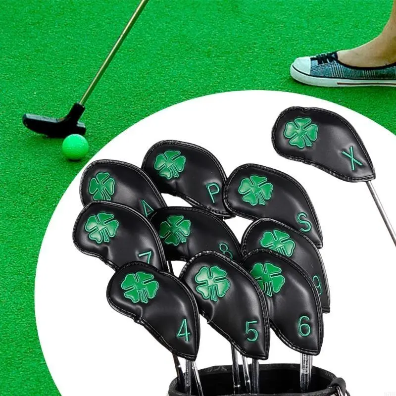 10Pcs PU Leather Golf Headcover Protective Cover Rod Head Cases Waterproof Golf Iron Head Covers Golf Accessories