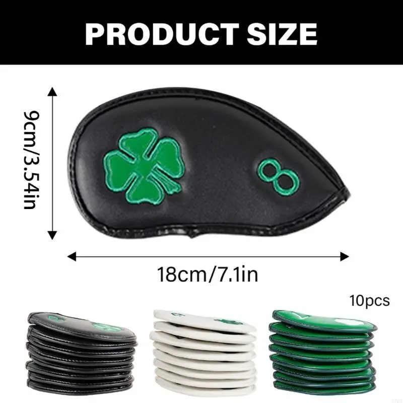 10Pcs PU Leather Golf Headcover Protective Cover Rod Head Cases Waterproof Golf Iron Head Covers Golf Accessories