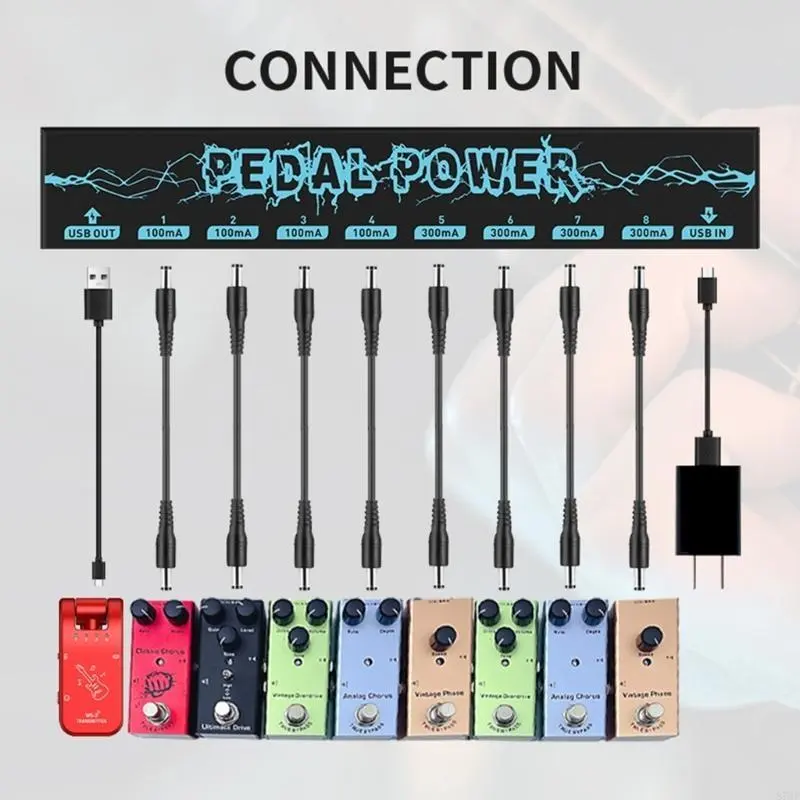 Effect Pedal Board Power Supply Output for 9V Effect Pedal Power with Blue LED