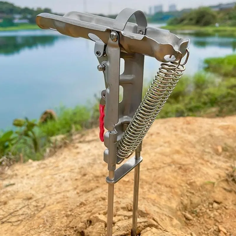 Automatic Spring Fishing Rod Holder Stainless Steel Fishing Rack Poles Stand
