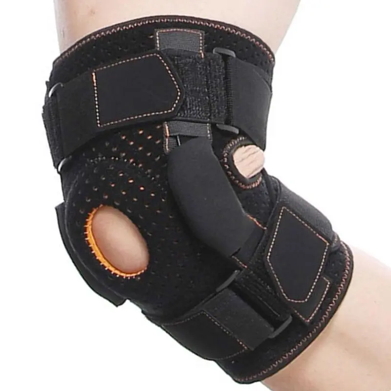 Hinged Knee Brace Open Patella Support Wrap Adjustable Knee Support with Side Stabilizers for Men Women Injury Recovery