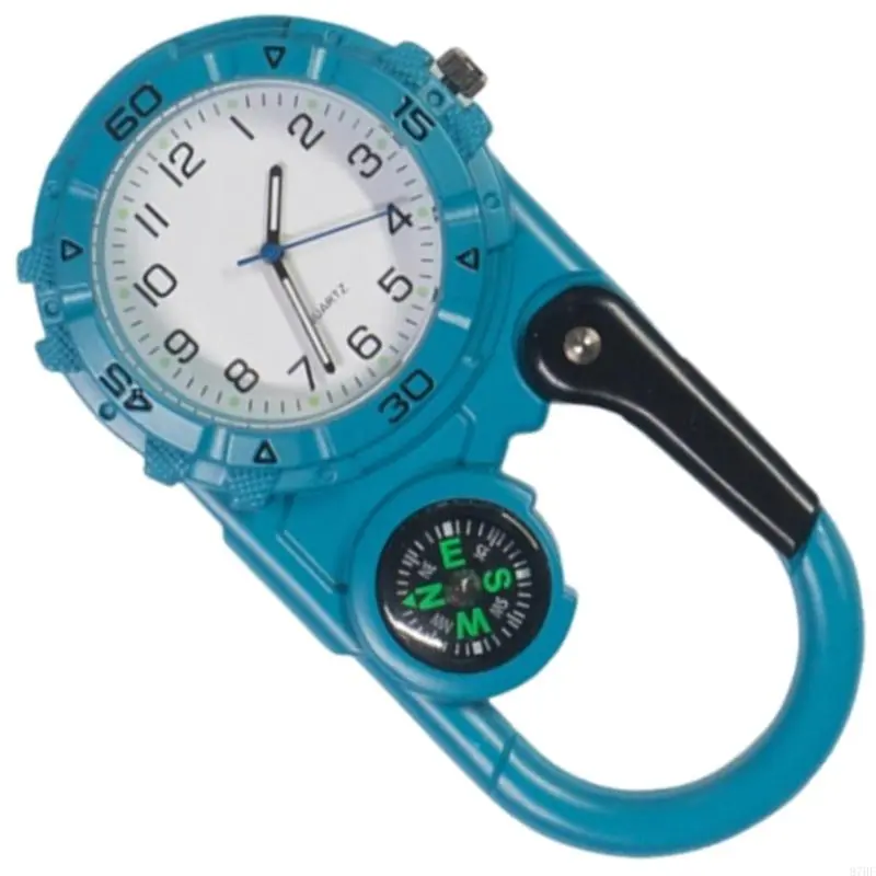 Outdoor Sport Clock Mountaineering Carabiner Pocket Watch Compasses Belt Clip Hanging Hook for Hiking Backpacking