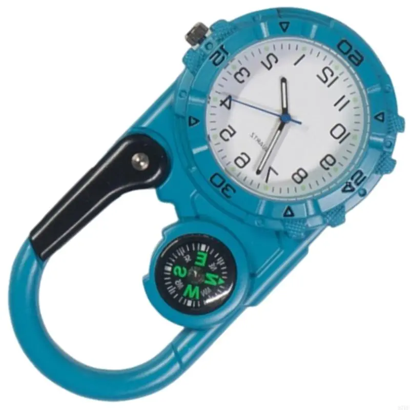 Outdoor Sport Clock Mountaineering Carabiner Pocket Watch Compasses Belt Clip Hanging Hook for Hiking Backpacking