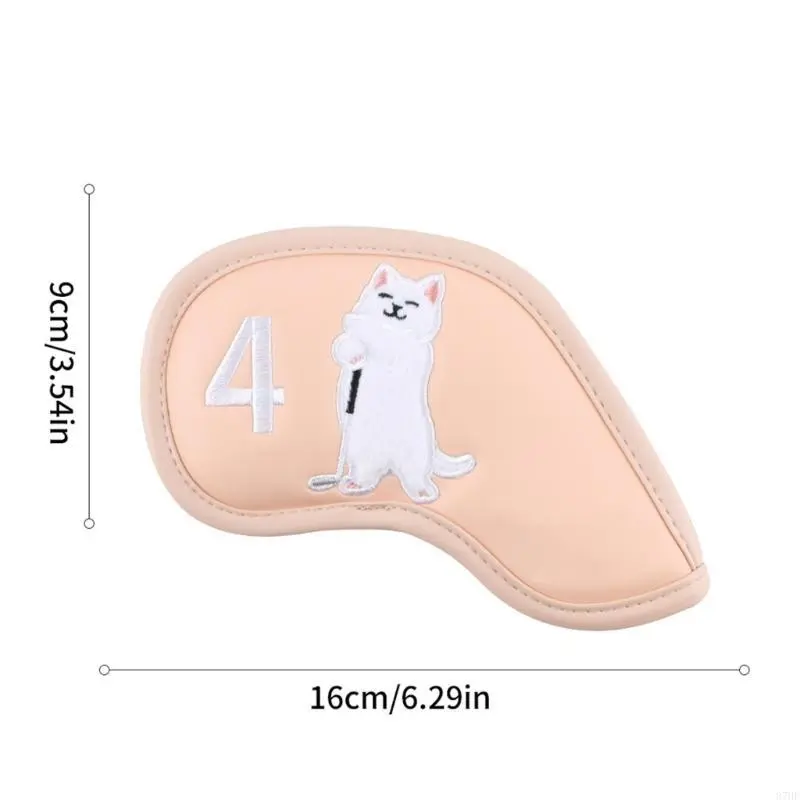 9Pcs Golf Iron Head Cover Pattern PU Protective Case Golf Rod Head Protector