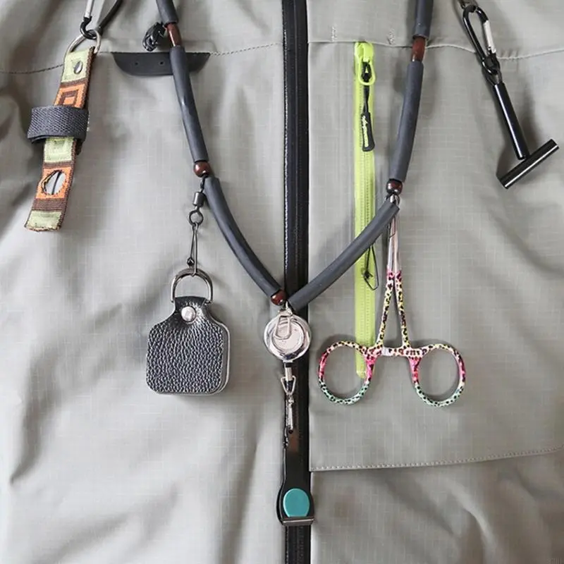 Fly Fishing Lanyard Necklace with Clip Multifunction Tool Holder Lanyard Fishing Gear Equipment Fly Fishing Accessory