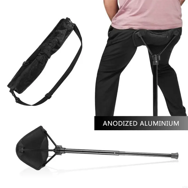 Adjustable Telescopic Folding Stool Portable Single Leg High Chair Tall Slacker Chair for Outdoor Camping Walking Hiking