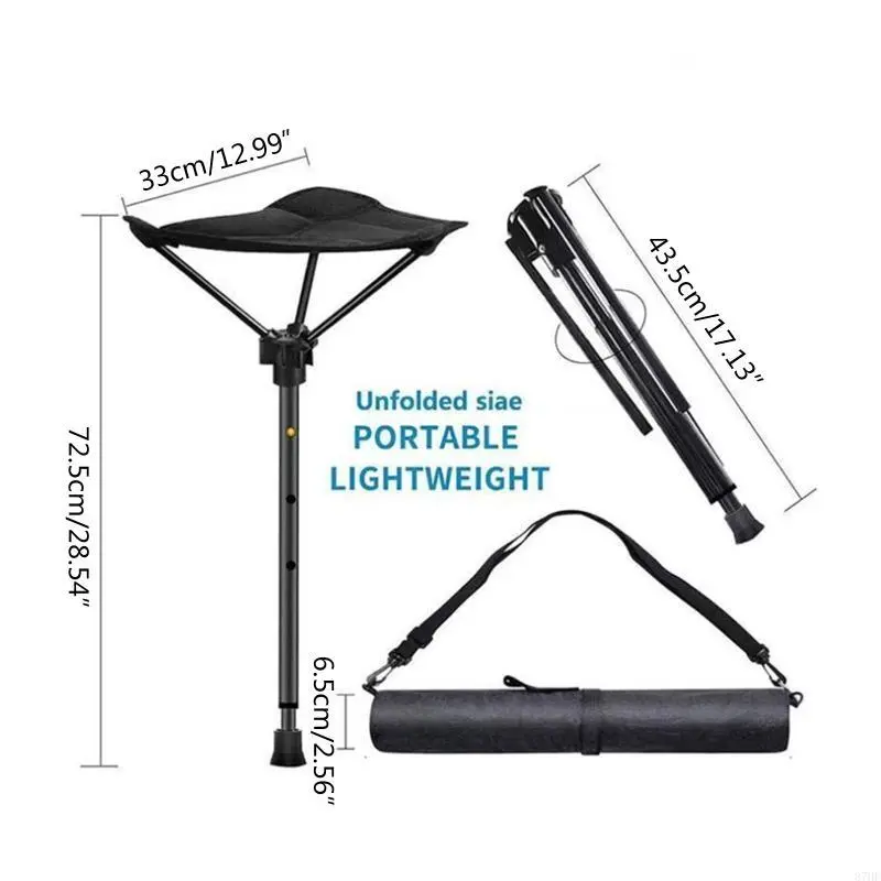 Adjustable Telescopic Folding Stool Portable Single Leg High Chair Tall Slacker Chair for Outdoor Camping Walking Hiking