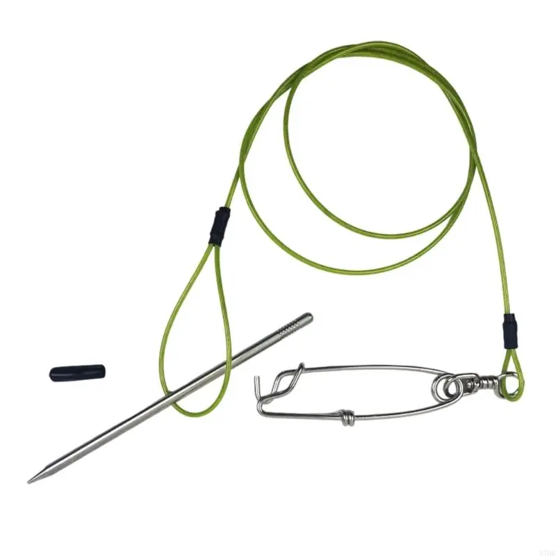 Stainless Steel Cable Stringer Big Game Fish Needle Hook Fish Stringer with Clip