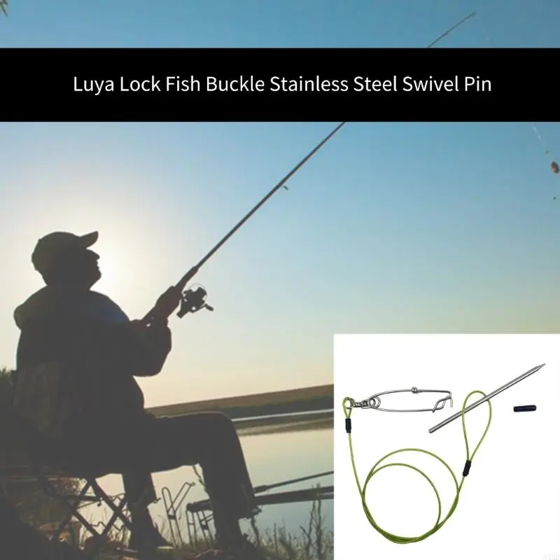 Stainless Steel Cable Stringer Big Game Fish Needle Hook Fish Stringer with Clip