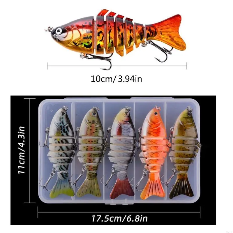5pcs Swimbait Fishing Tackle 10cm Fishing Lure 7 Segment Artificial Baits Multi Jointed Swimbaits Swimming Lures