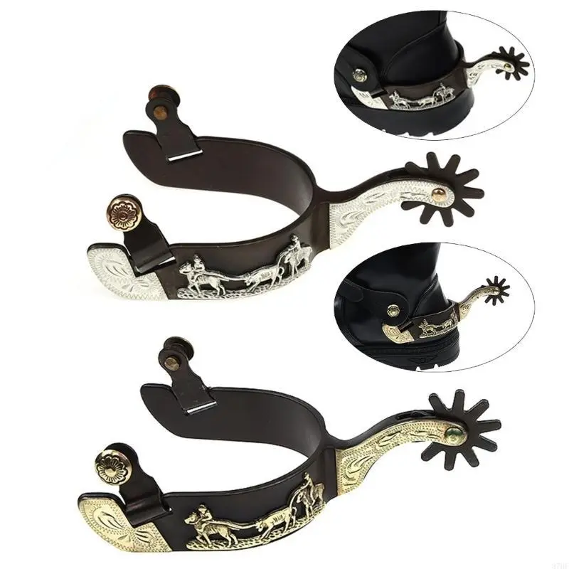 Mild Steel Horse Spur Western Cowboy Spur Mens Roping Spur with Gear Boot Decoration Horse Riding Accessories Enduring