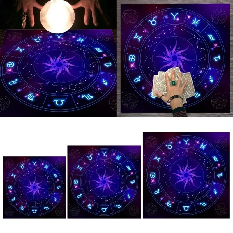 12 Constellation Tarot Tablecloth For Divination Altar Tablecloth Guidance Divination Fate Tarot Deck Board Game Oracle Card Pad