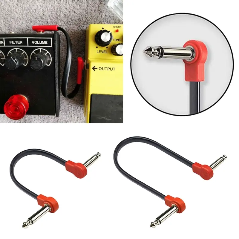 10/15/20/30/50cm Electric Guitar Effect Pedal Patch Cable Cord Low Noise Shielded Audio Cable Leads 1/4 Right Angle Patch