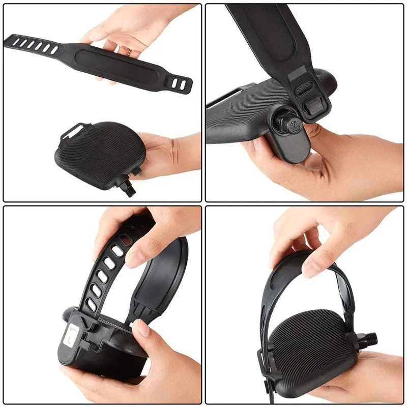 1 Pair Rubber Pedal Straps for Exercise Bike Stationary Cycle Home or Gym, Black