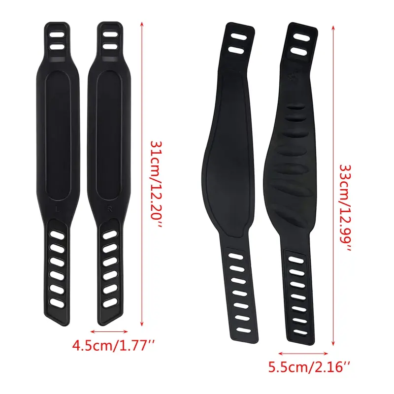 1 Pair Rubber Pedal Straps for Exercise Bike Stationary Cycle Home or Gym, Black