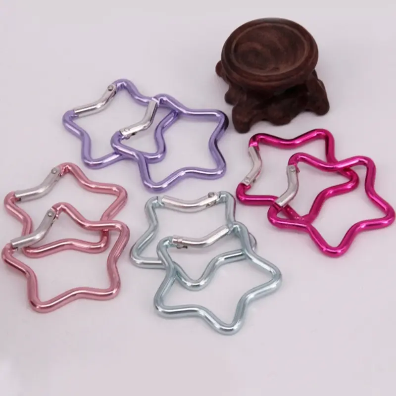 1 Pcs Five-pointed Star Shaped Aluminum Carabiner Key Chain Clip Outdoor Camping Keyring Hook Water Bottle Hanging Buckle