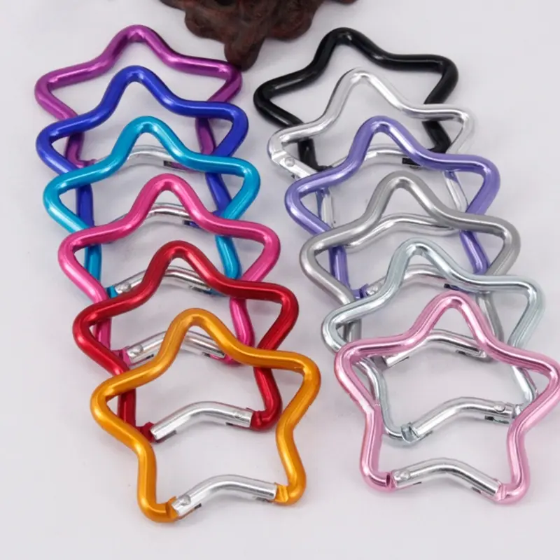 1 Pcs Five-pointed Star Shaped Aluminum Carabiner Key Chain Clip Outdoor Camping Keyring Hook Water Bottle Hanging Buckle