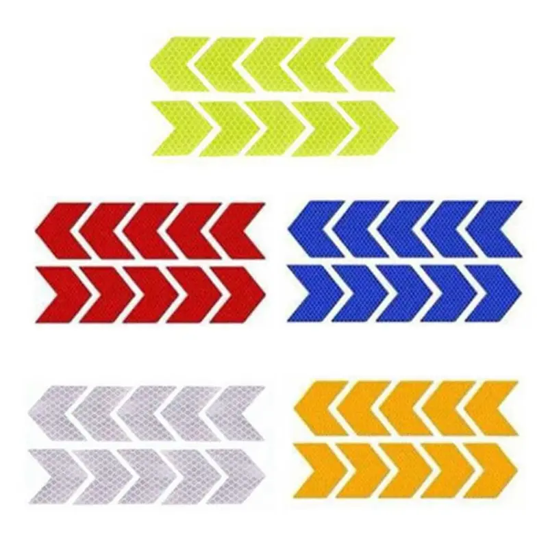 10Pcs Bike Reflector Sticker Arrow Reflective Self Adhesive Tape Car Motorcycle Bicycle Decal Safety Cycling Film Accessories