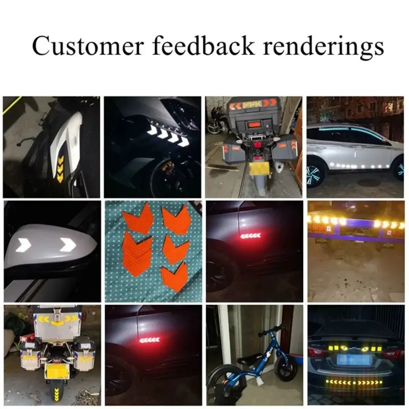 10Pcs Bike Reflector Sticker Arrow Reflective Self Adhesive Tape Car Motorcycle Bicycle Decal Safety Cycling Film Accessories