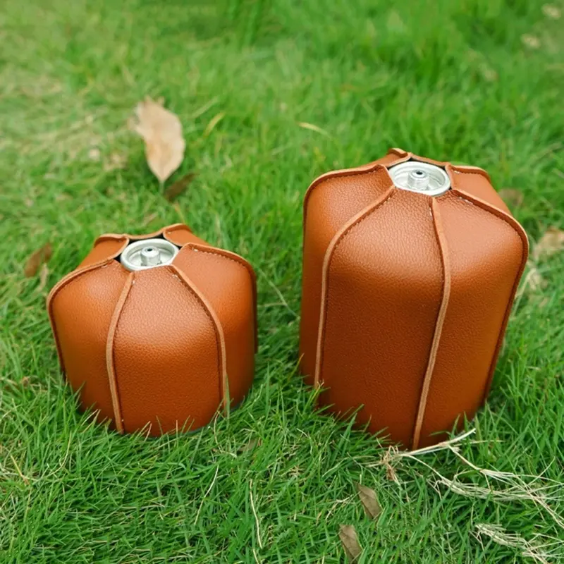 Camping Gas Tank Leather Case Gas Canister Protective Cover Bag Fuel Cylinder Storage Bag Outdoor Durable Canister Cover Bag