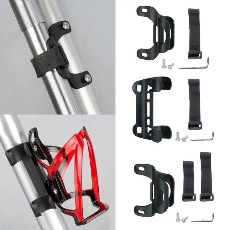 Bicycle Pump Bracket Frame Bottle Cage Mount Positioning Holder Rack Stand Optional Hook Loop Strap M5*16 Stainless Steel Bolts