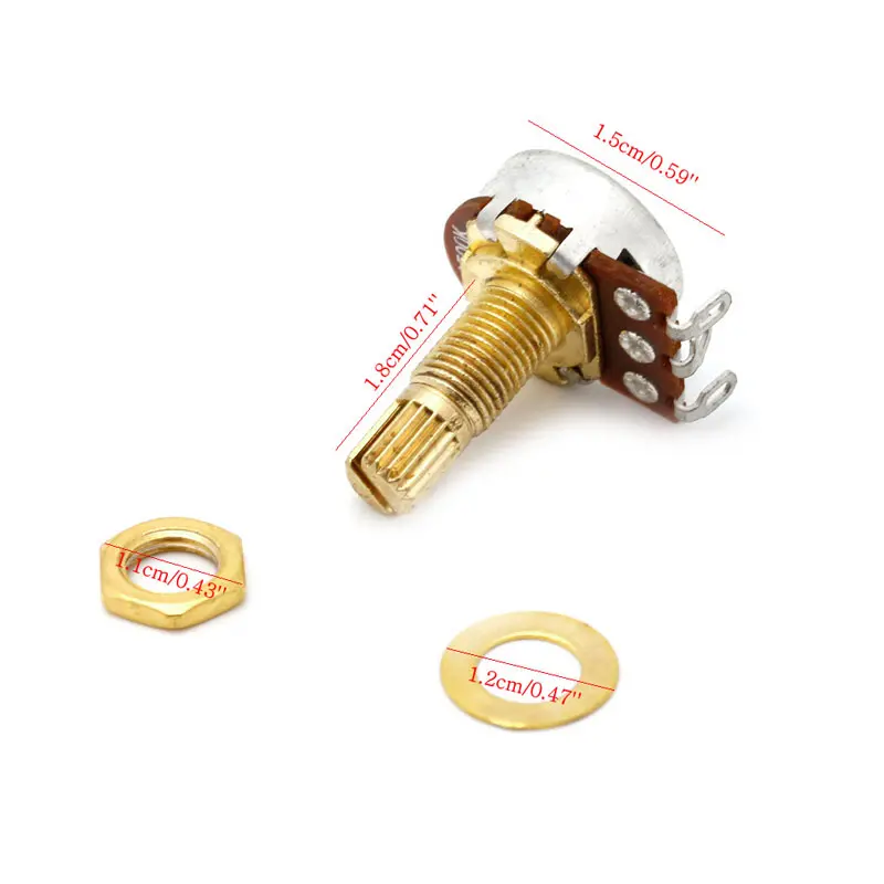 5pcs A500K Potentiometer Splined Small Pot Electric Guitar Bass Effect Amp Tone Volume 15mm Shaft Parts