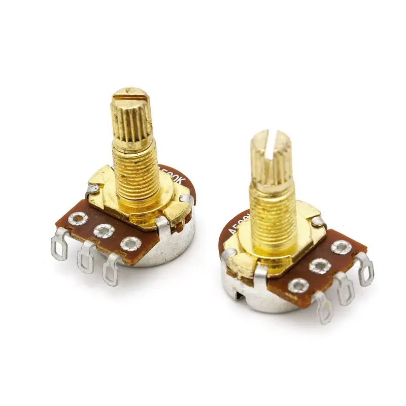 5pcs A500K Potentiometer Splined Small Pot Electric Guitar Bass Effect Amp Tone Volume 15mm Shaft Parts