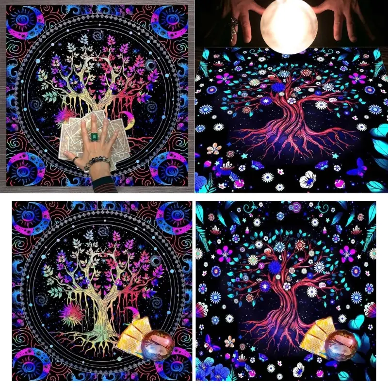 Tree of Life Tarot Tablecloth Mat Constellation Divination Altar Cloth Witchcraft Supplies Board Game Astrology Oracle Card Pads