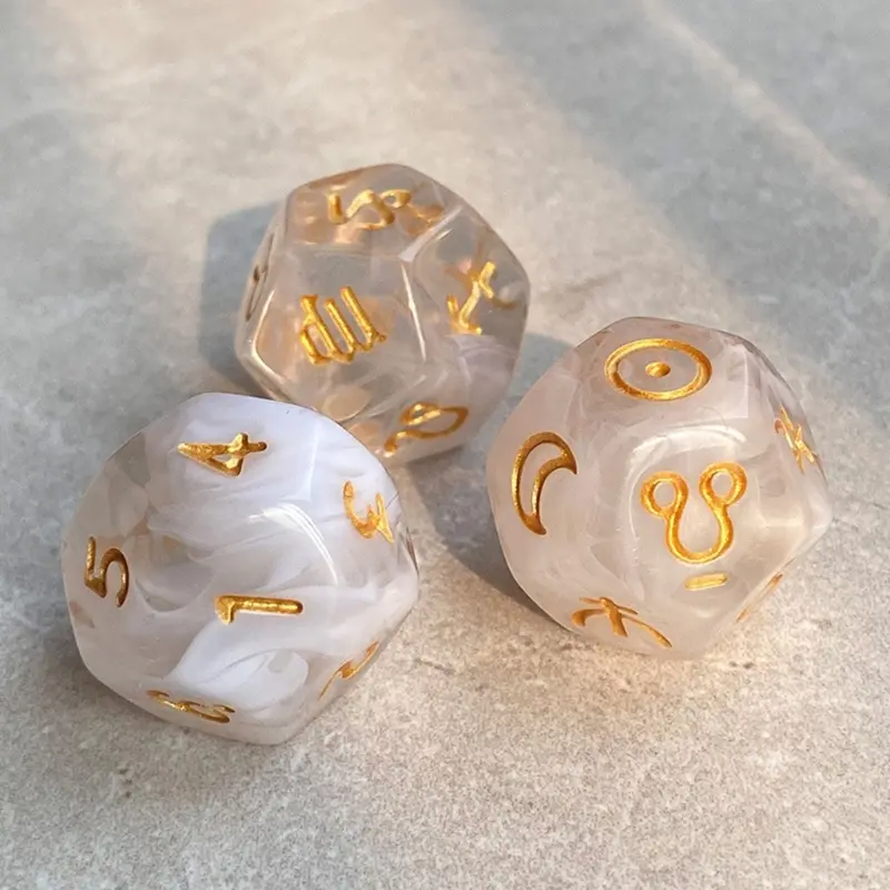3Pcs Astrologys Dices 12-Sided Dices Divinations Tool Tarots Constellations Dices