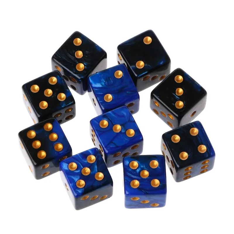 10pcs 15mm Multicolor Acrylic Cube Digital Dice D6 Beads Six Sides Portable Table Games Toy For Bar Pub Club Party Board Game