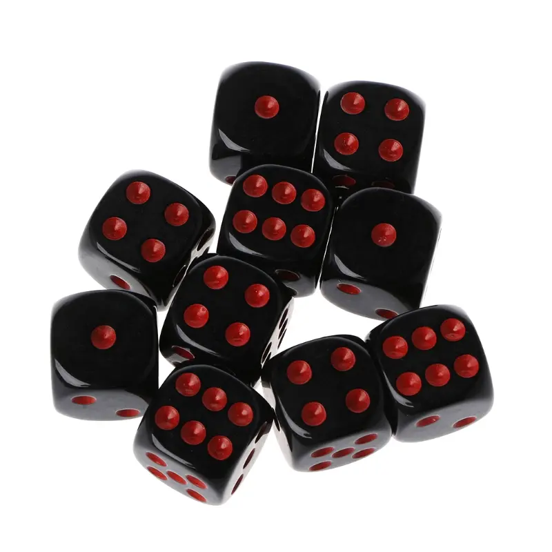 10pcs 15mm Multicolor Acrylic Cube Digital Dice D6 Beads Six Sides Portable Table Games Toy For Bar Pub Club Party Board Game